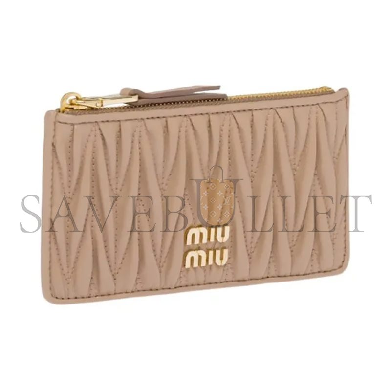 M1v M1v matelassÉ zippered solid color logo leather wallet 5mb006-f0770 (15*8cm)